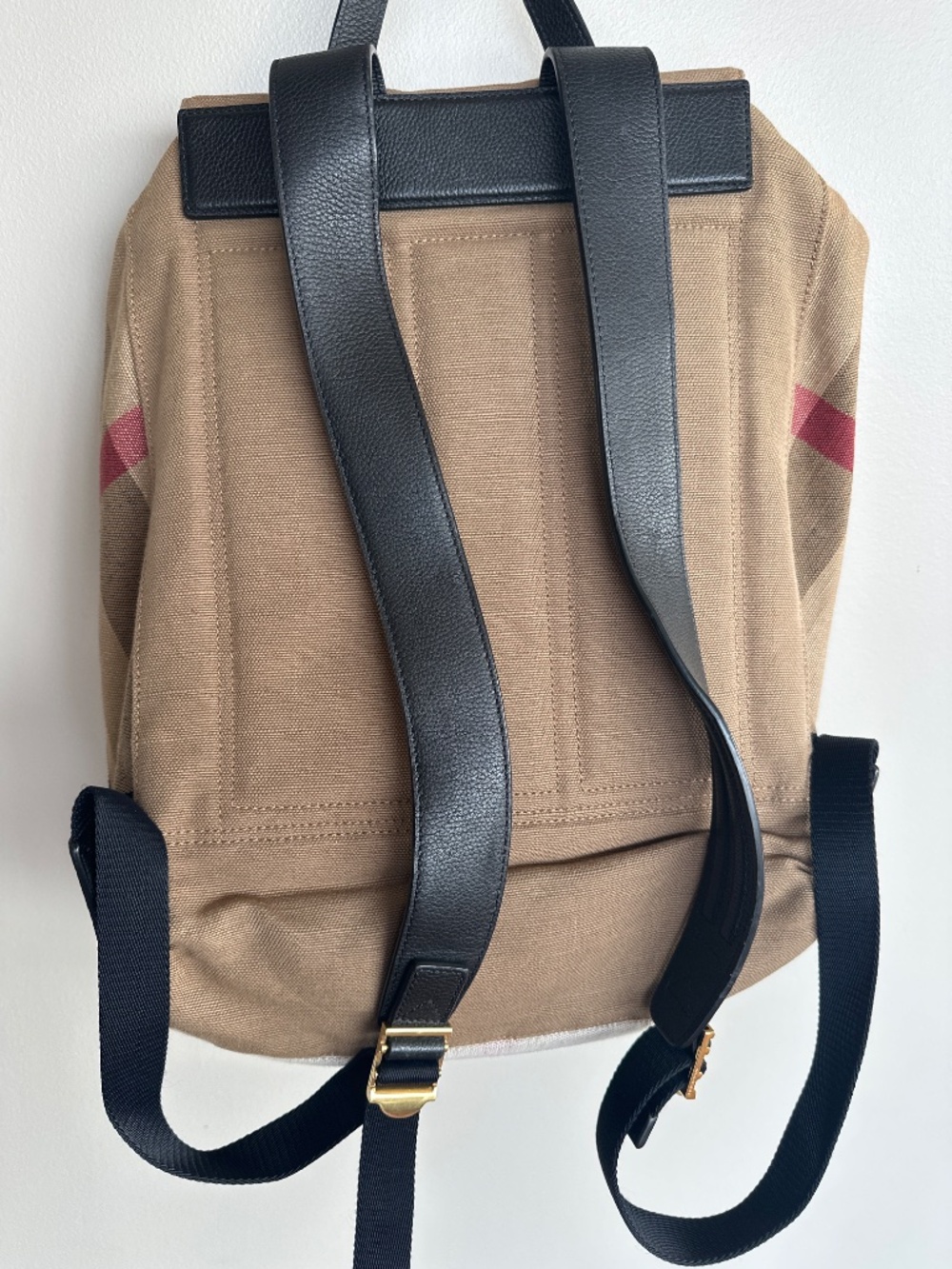 Burberry Backpack Cream Brown Nova Check Vintage Unisex - Picture 3 of 4